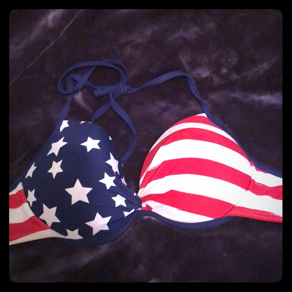 Red white and blue push up bikini top
